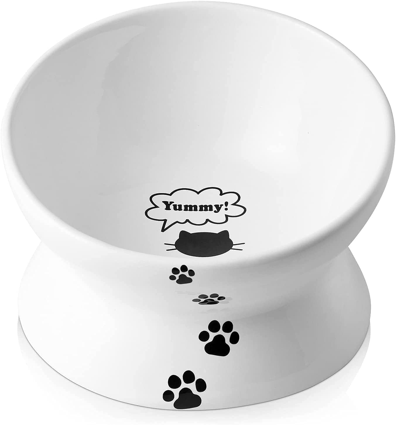 Elevated Ceramic Cat Bowl – Tilted Anti-Vomiting Dish for Small Pets