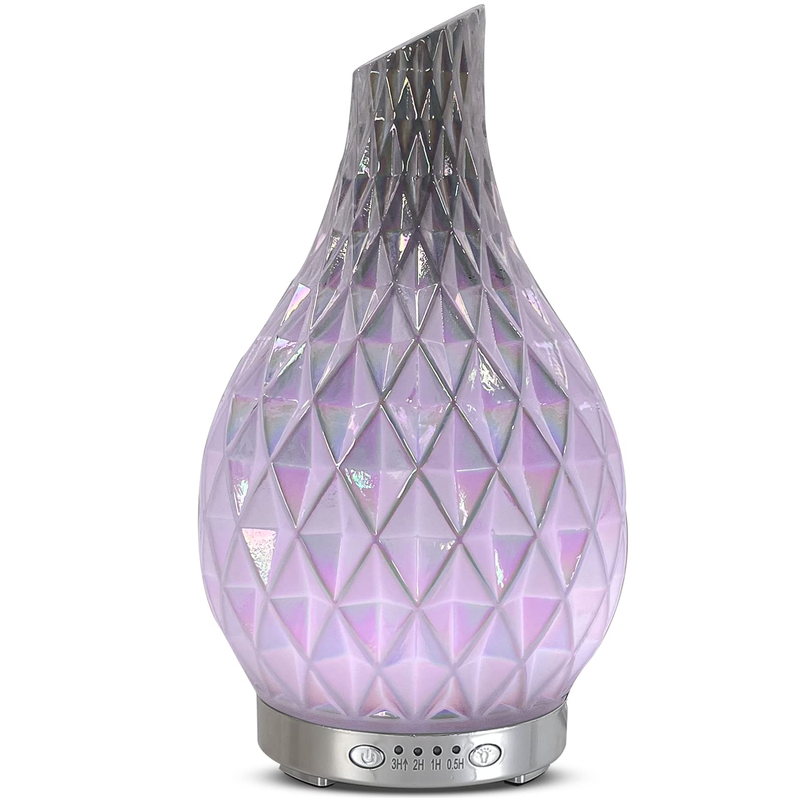 120ml Handmade Art Glass Essential Oil Diffuser with 7 Color Lights & Timer