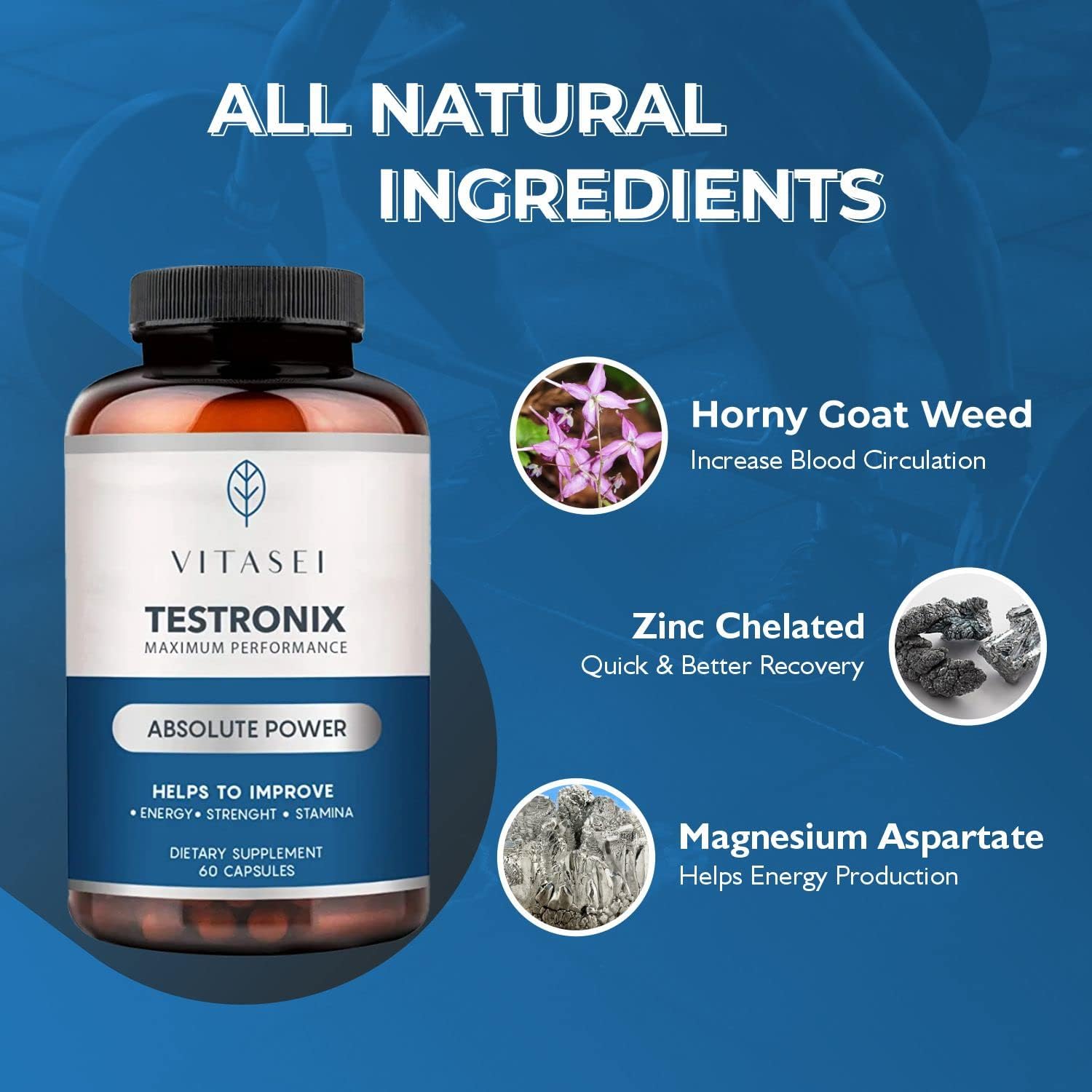 Testronix Performance Supplement for Men - Energy and Muscle Supplements for Mens Health - 60 Capsules (Pack of 2)