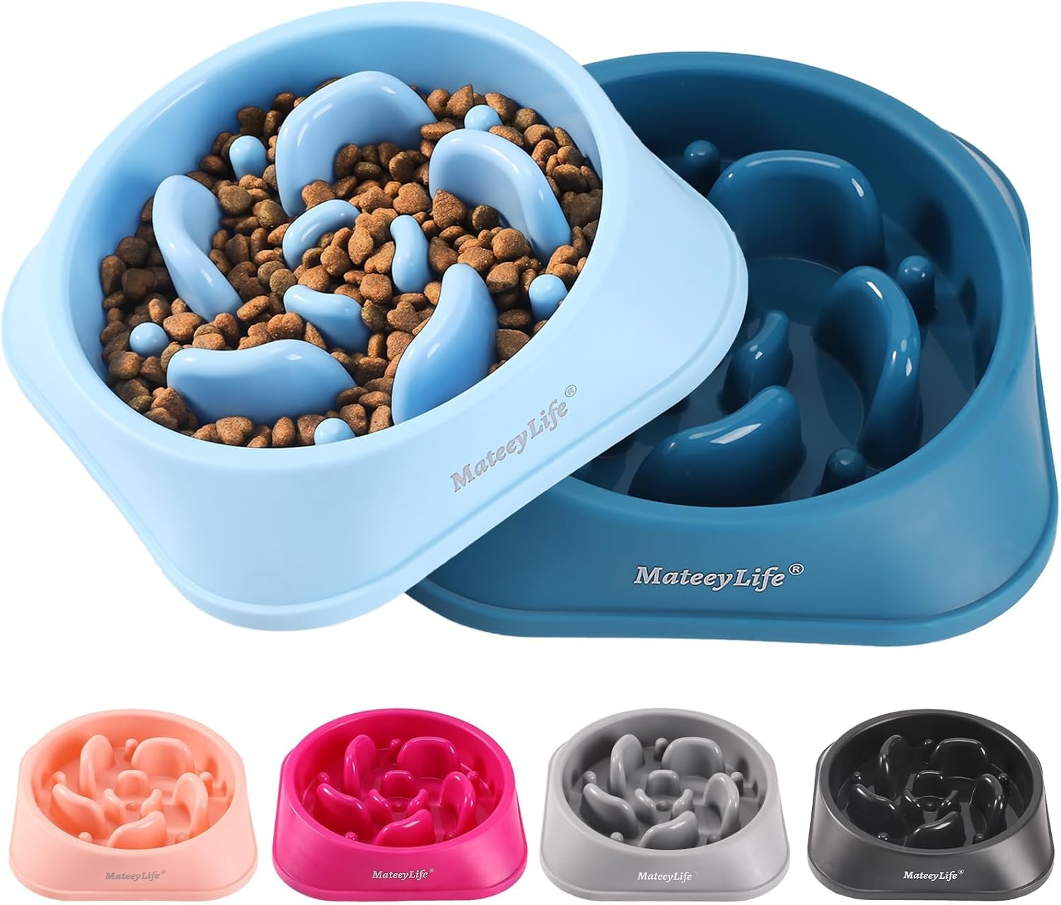 Slow Feeder Dog Bowls 2-Pack – Anti-Choking, Anti-Slip Puzzle Maze for Medium Breeds