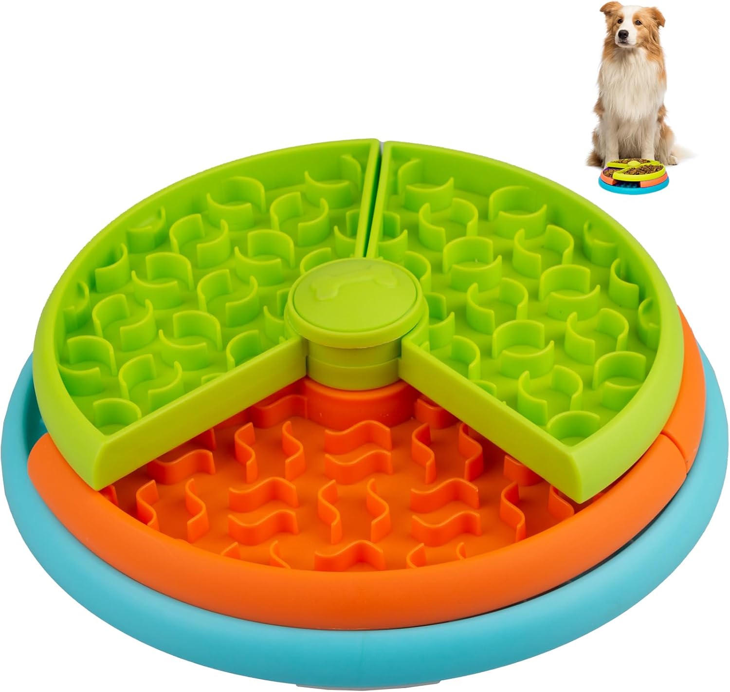 3-Level Slow Feeder Dog Bowl – Interactive Puzzle, Non-Slip Design for All Dog Sizes