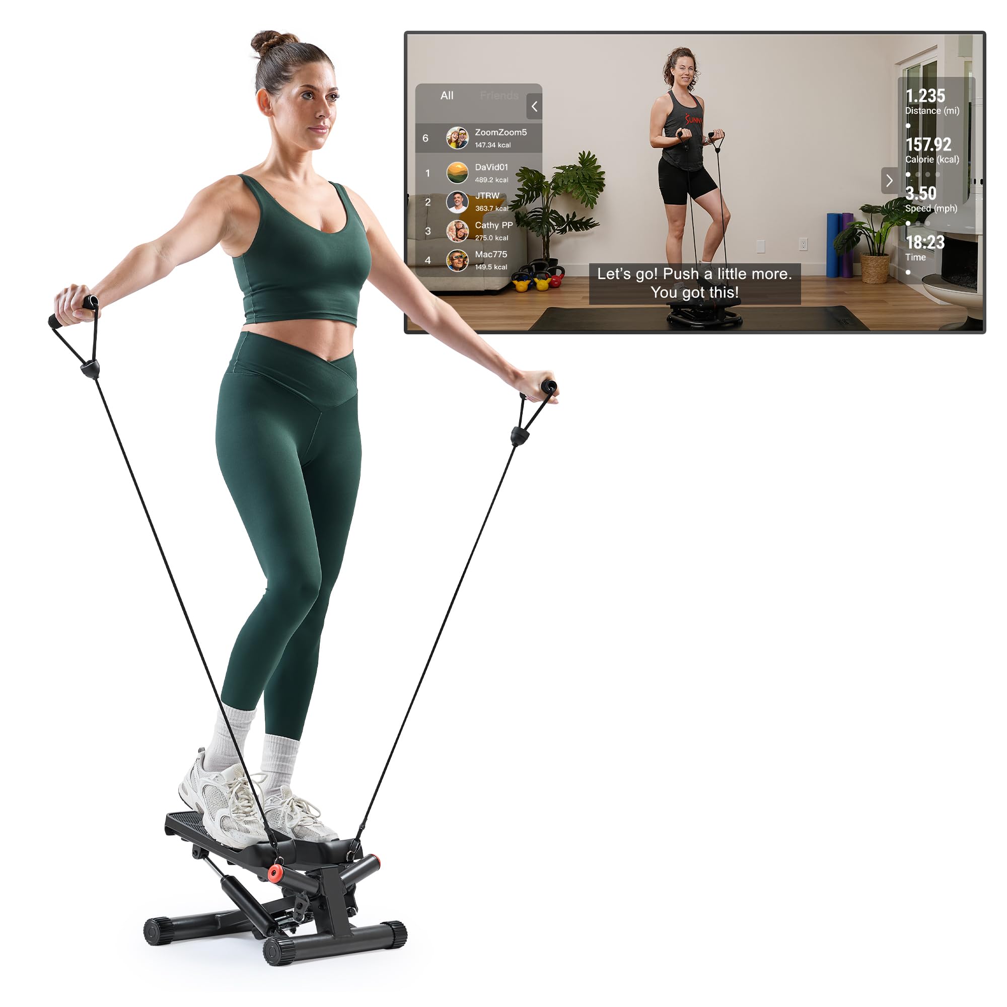 Mini Stepper Exercise Machine with Resistance Bands – 300 lb Capacity & Twist Motion