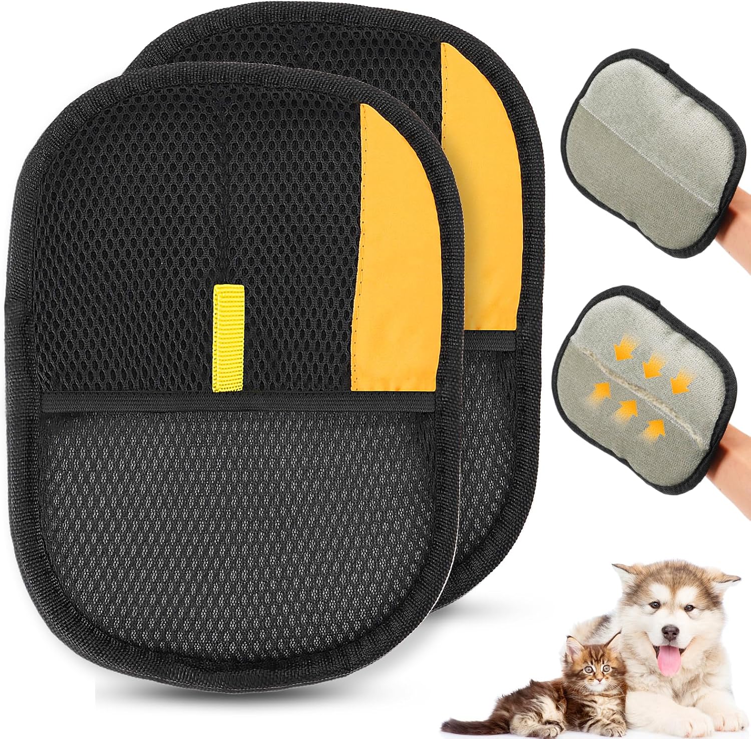 2 Pack Pet Hair Removal Glove, 2025 Washable Reusable Electrostatic Gloves Pet Hair for Cat and Dog, with Electrostatic Tech, for Carpet, Couch, Furniture